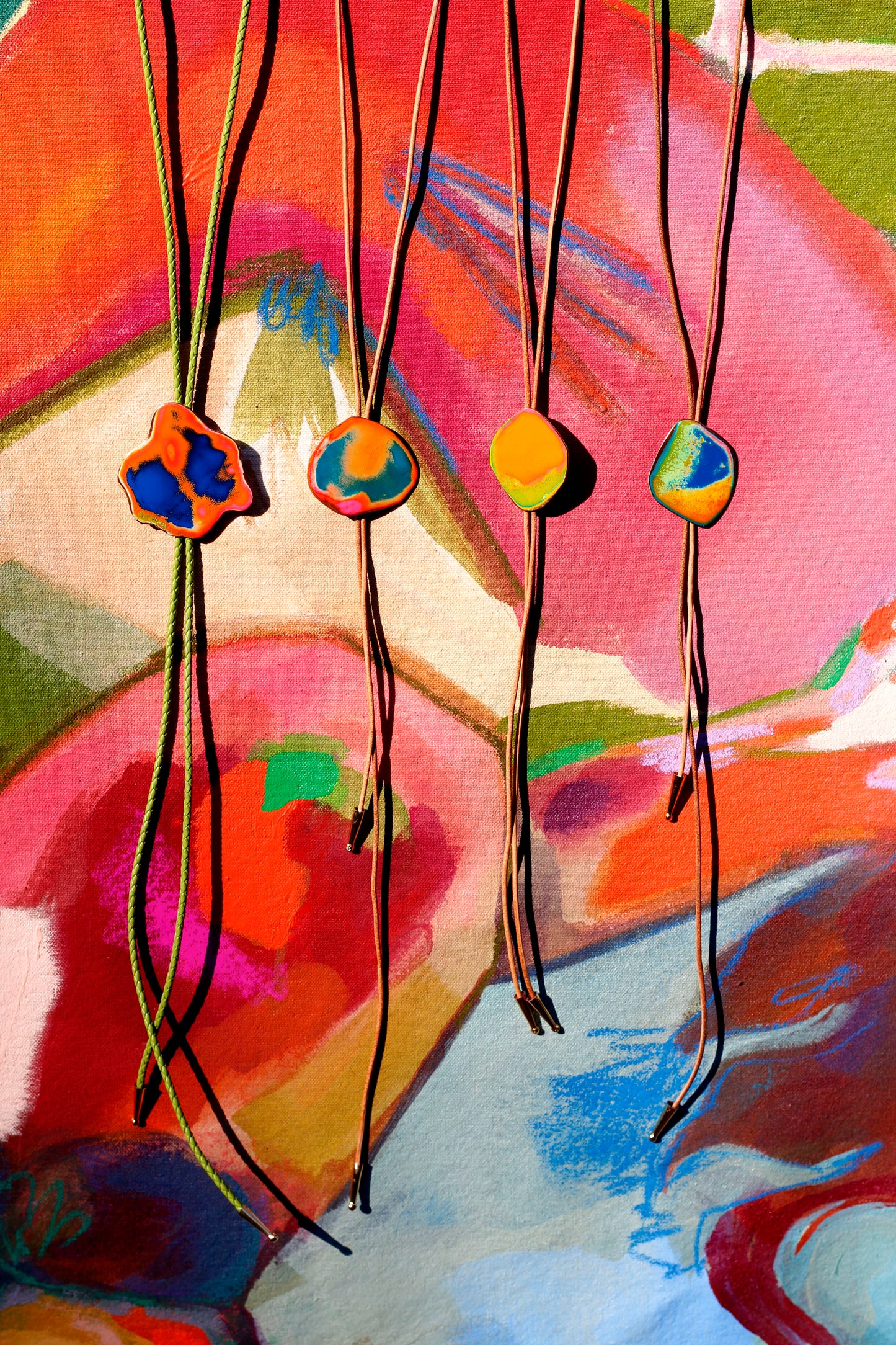 Blue Inkblot Bolo Tie