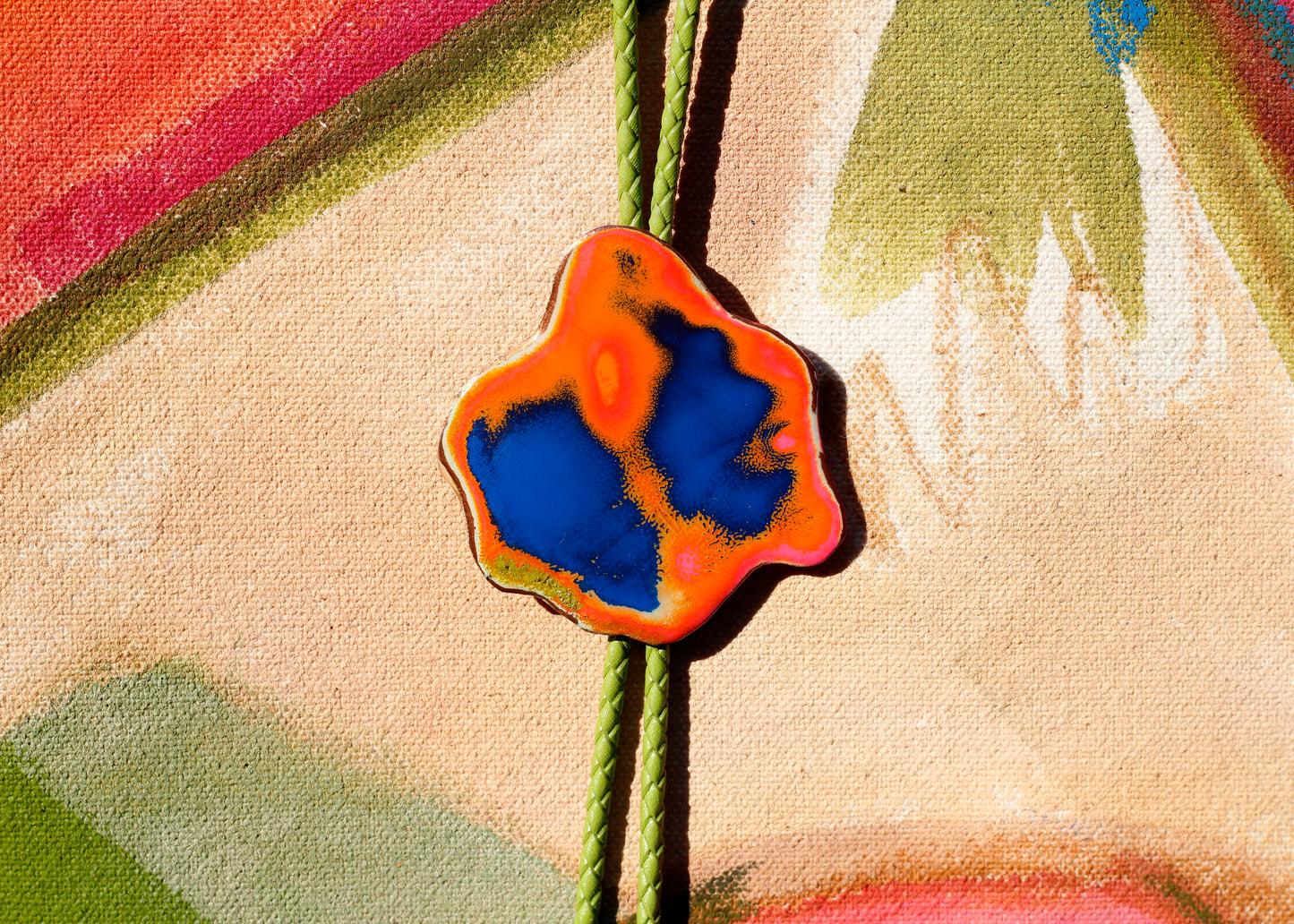 Blue Inkblot Bolo Tie