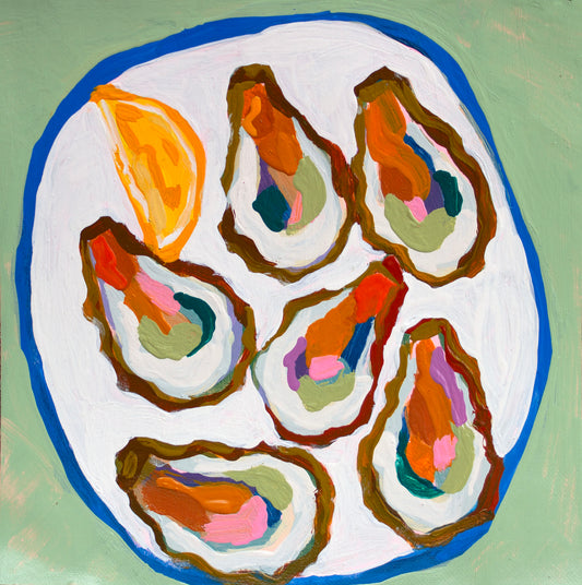 "Oyster Plate" Original Painting - 6" x 6"