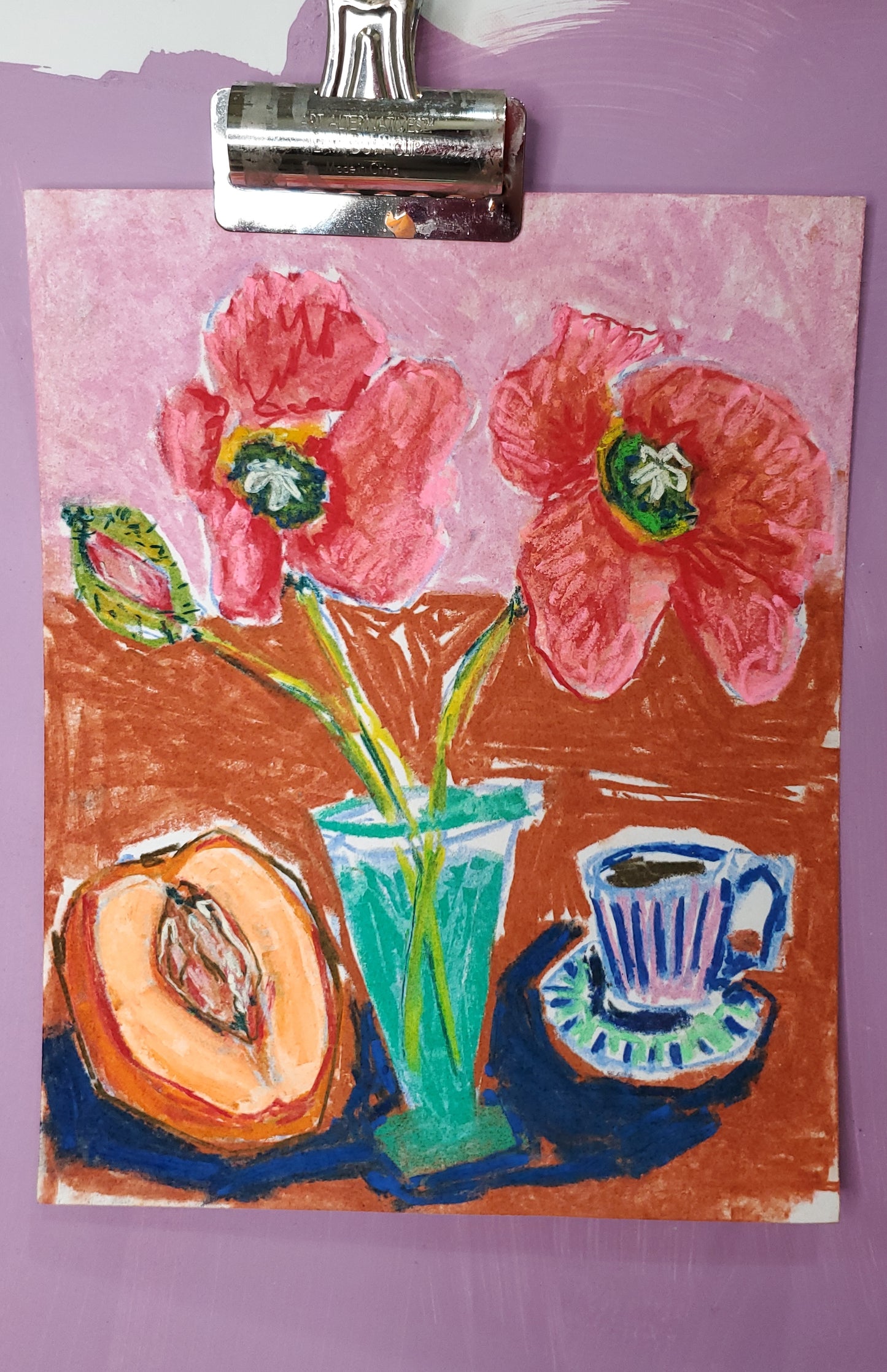 Still Life with Peach in Pastel