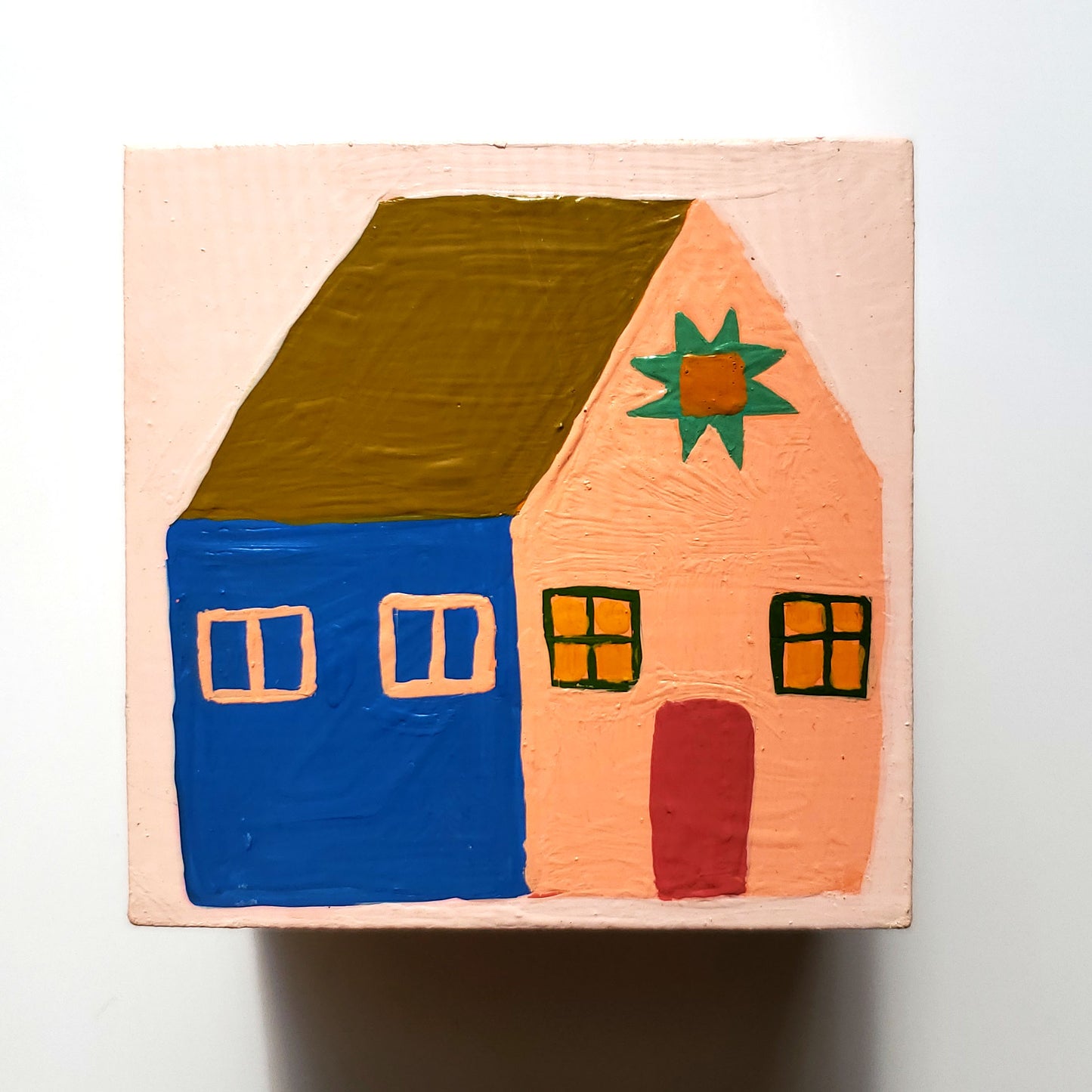 "Quilted Home" Original Painting - 4" x 4" x 2"