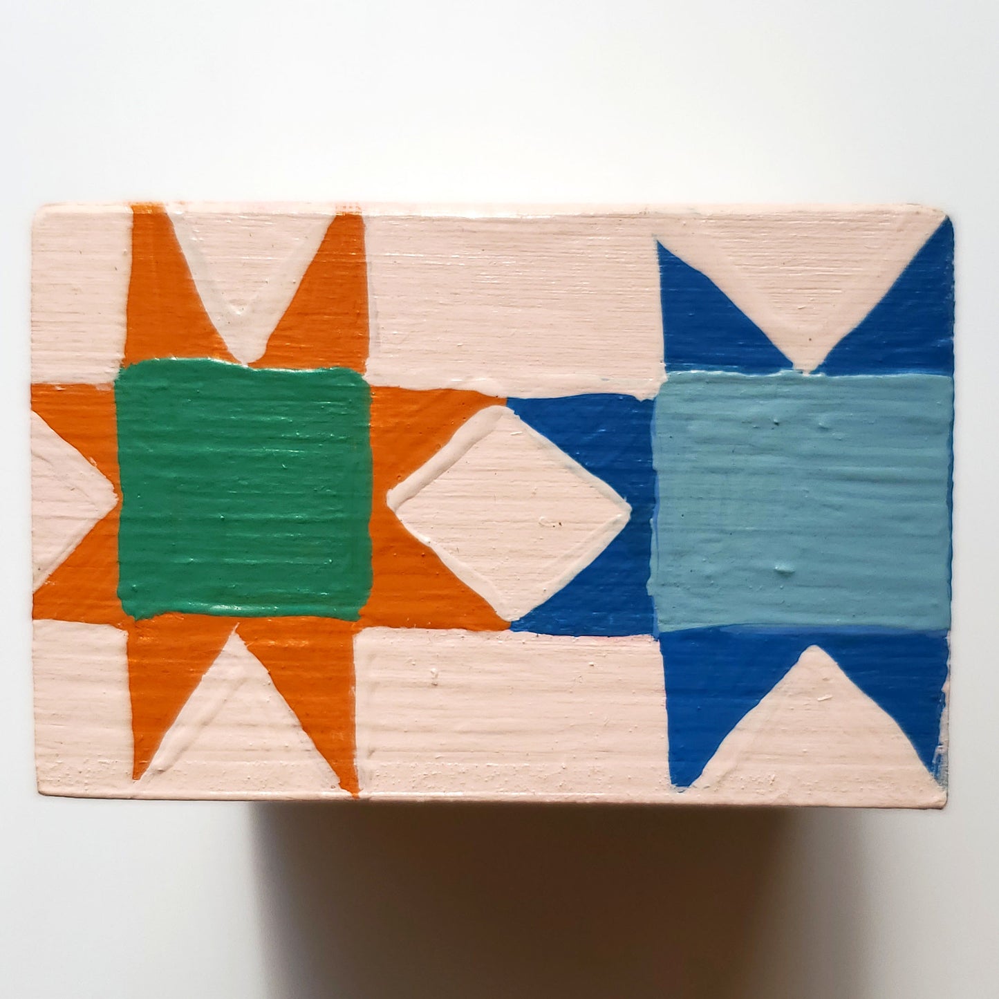 "Quilted Home" Original Painting - 4" x 4" x 2"