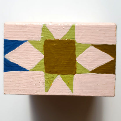 "Quilted Home" Original Painting - 4" x 4" x 2"