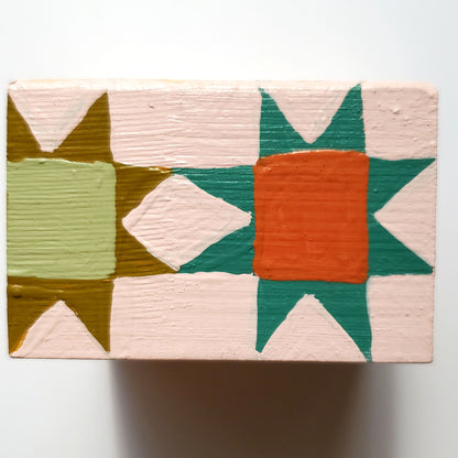 "Quilted Home" Original Painting - 4" x 4" x 2"