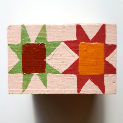 "Quilted Home" Original Painting - 4" x 4" x 2"