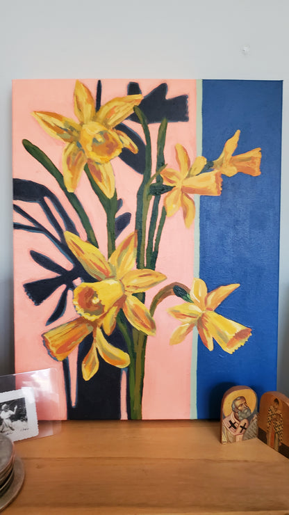"Sunny Daffodils" Original Painting - 14" x 18"