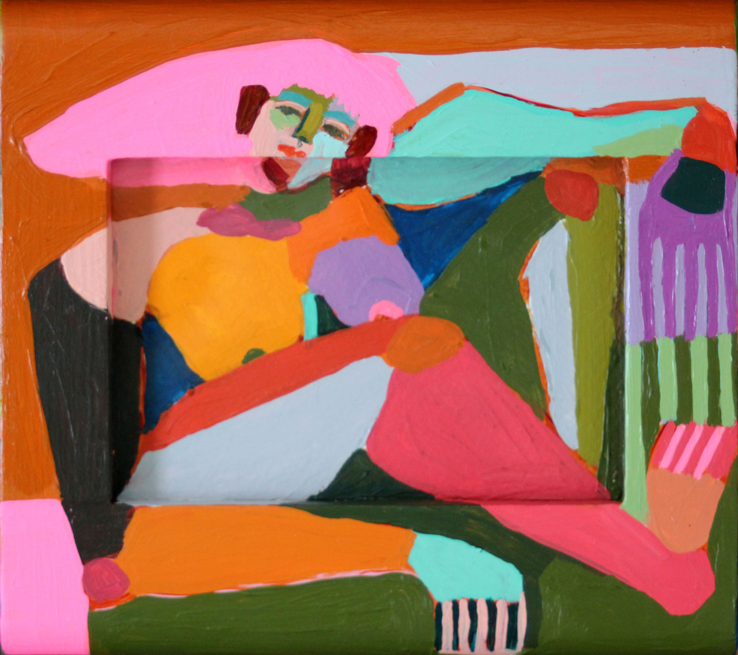 "Color Blocked" Original Painting - 6.75" x 6"