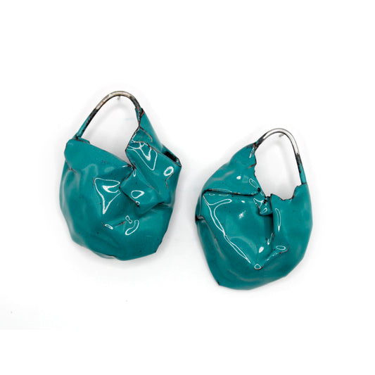 Teal Folded Earrings