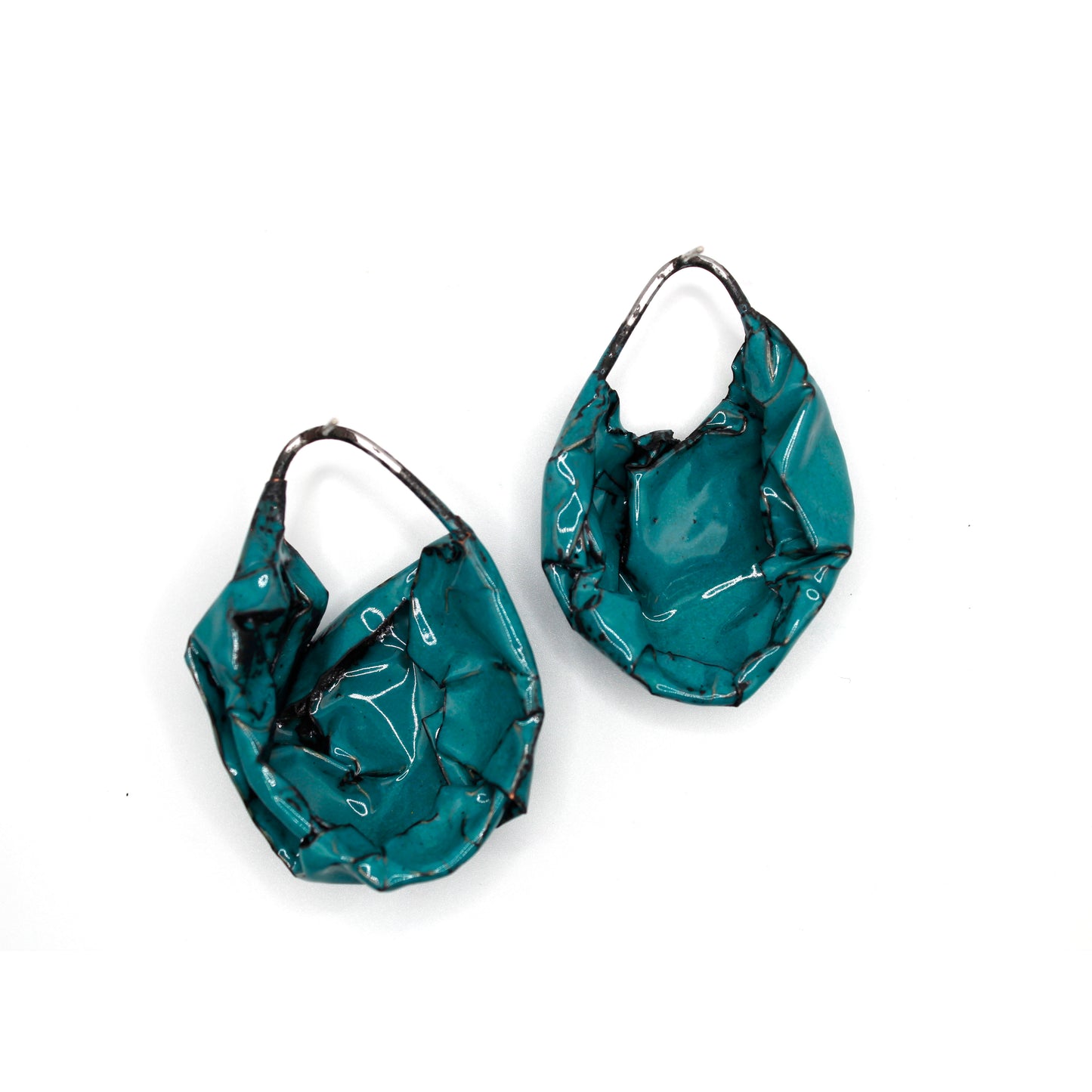 Teal Folded Earrings