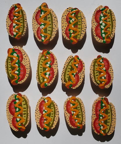 Chicago Dog Hand Painted Magnet