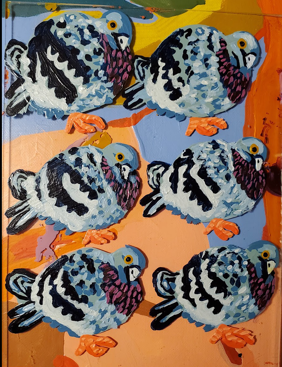 Pigeon Hand Painted Magnet