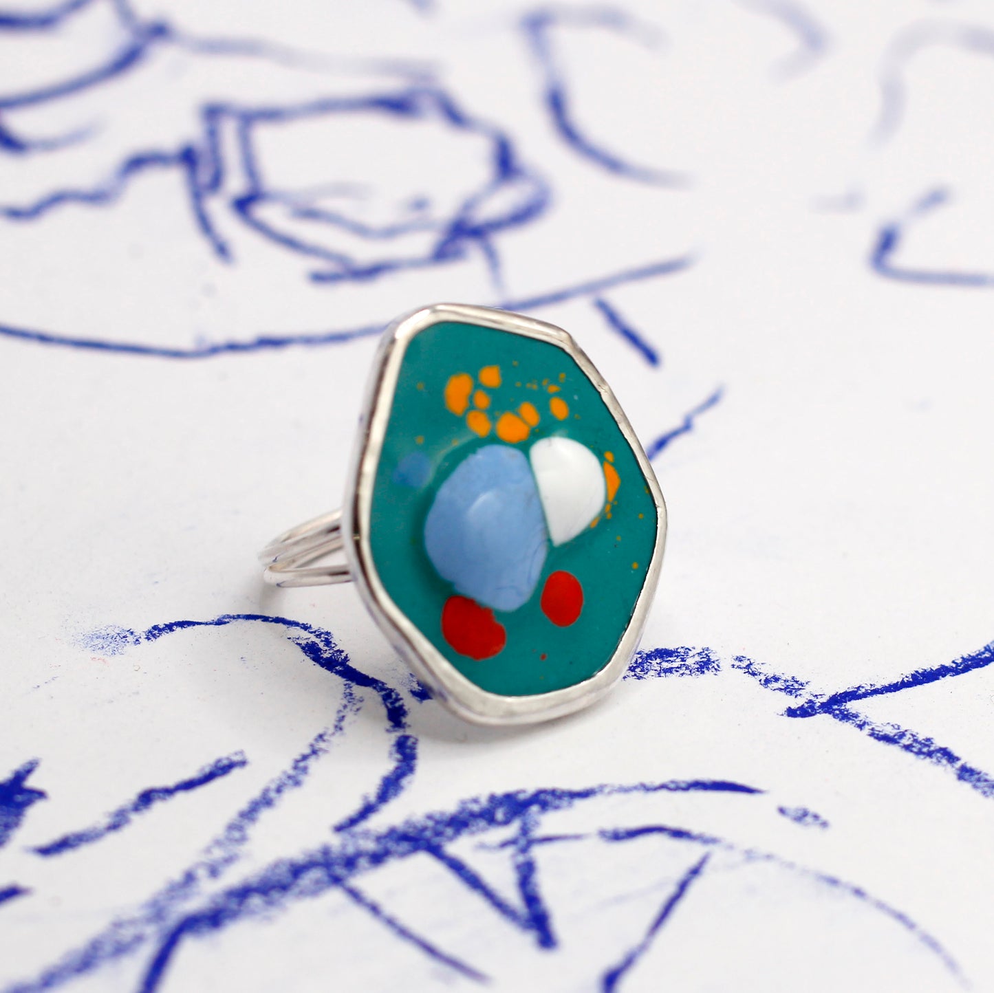 Enamel + Silver Rings