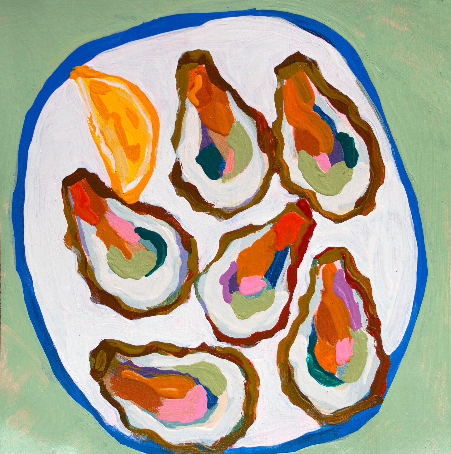 "Oyster Plate" Original Painting - 6" x 6"